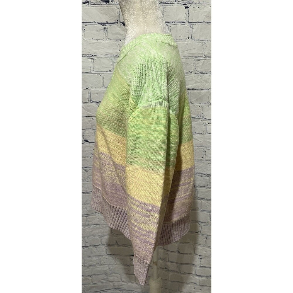 Ann Taylor LOFT Striped Ombre Knit Crewneck Pullover Sweater Green X-Large, XL - Picture 3 of 6